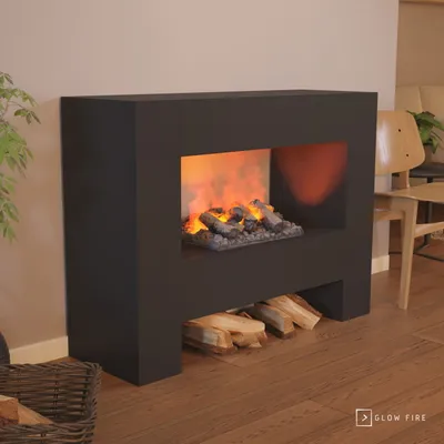 Produktbild von GLOW FIRE Elektrokamin 'Fallada' | Wasserdampf Kamin mit OMC 500 inkl. Holz in weiß als Raumteiler | HxBxT: 90x120x40 cm
