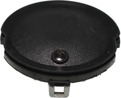 A black coffee machine part on a white background.
