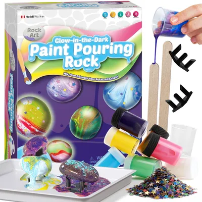 Produktbild von Leuchtende Bastelsteine – Set mit Schildern – Bastelset für Kinder – Kreatives Freizeitprojekt – 10 Stück – Gießtechnik
