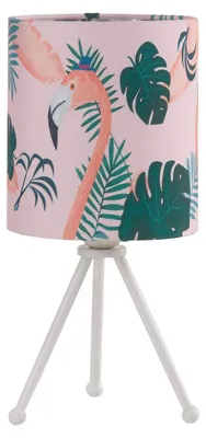 Tischlampe mit Stativ, Metall, weiß/rosa/grün, E14, 1-flammig