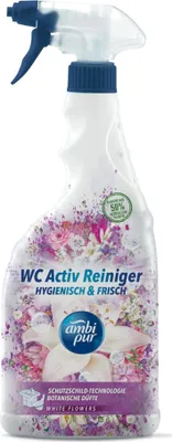 Zdjęcie produktu dla Ambi Pur WC Activ – środek czyszczący w sprayu do łazienki o zapachu białych kwiatów, butelka z atomizerem 750 ml