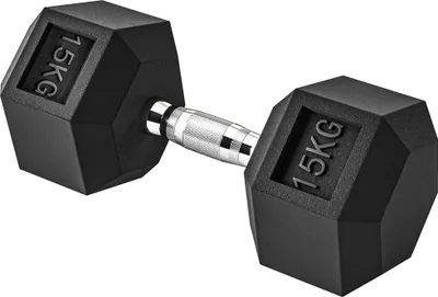 Produktbild von Hanteln mit gerändeltem Griff, Kurzhantel aus Gusseisen, 1 x 15kg, Kurzhanteln für Männer und Frauen, Dumbbell für Zuhause, Fitnessstudio, Krafttraining