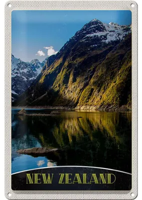 Produktbild von Blechschild Reise 20x30cm Neuseeland Meer Gebirge Natur Urlaub