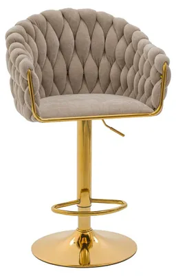 Produktbild von Gepolsterter Chenille-Barhocker ROSA PREMIUM in Beige für die Barinsel