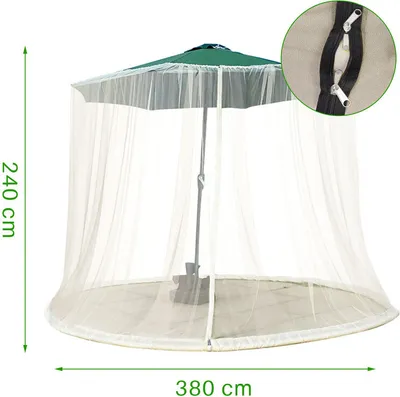 Image de (Blanc, adapté aux parapluies de 11 à 12 pieds) Couverture moustiquaire pour parasol, couverture de parasol insecte pour l'extérieur, couverture d'écran pour parapluie Yard avec filet avec fermeture éclair