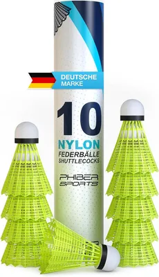 Produktbild von Federballen 10 Stück, langlebiges Nylon, gelb, für drinnen und draußen, für Anfänger und Profis