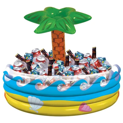 Image de Fête d'été - Piscine gonflable avec palmier pour les boissons rafraîchissantes