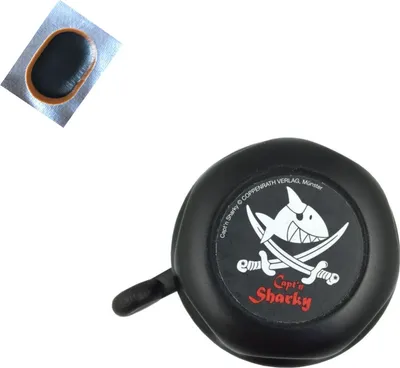 Obrázok produktu pre Capt`n Sharky Zvonček na bicykel Zvonček na bicykel čierny Detský bicykel vrátane záplaty na dušu