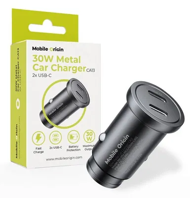 Obrázek produktu pro Nabíječka do auta s rychlým nabíjením, 30 W, pro mobilní zařízení, model Ca13 - 2x USB-C