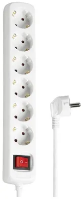 Produktbild von Hama 00030530, 6 AC-Ausgänge, 3500 W, Weiß, 1,4 m, 355 mm, 85 mm