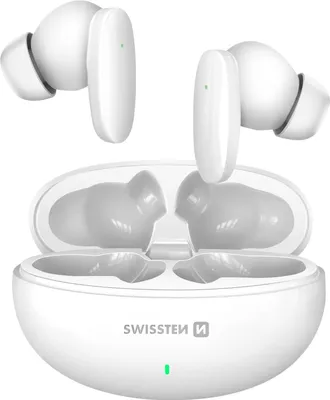 Produktbild von Swissten, Kabellose Bluetooth 5.3 Kopfhörer Laufzeit 6h mit Ladebox, Weiß