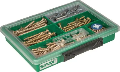 Produktbild von Spax Sortimentskasten Senkkopf Stahl PZ inkl. Bits - 199 Stk.