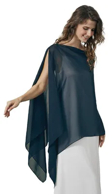 Obrázok produktu pre Šifónová šatka, dámska, elegantná, štola, pončo, cape, ľahká, tmavomodrá, univerzálna veľkosť
