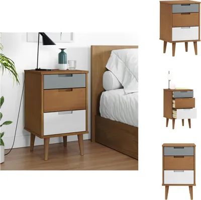 Produktbild von vidaXL Nachttisch MOLDE Braun 40x35x65 cm Massivholz Kiefer -  Nachttische