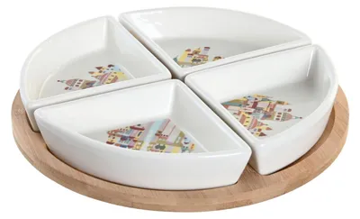 Aperitifset aus Steingut, mehrfarbig, 21,5 x 21,5 x 1 cm