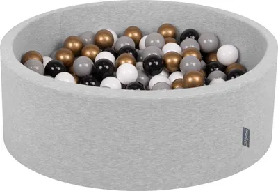 Obrázek produktu pro KiddyMoon 90x30cm/300 míčků ∅ 7cm Kulatý Suchý Bazén s míčky Certifikováno vyrobeno v EU, Světle Šedá: Bílá/Šedá/Černá/Zlatá
