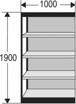 Produktbild von Büro-Regal Progress 2000 Regalfeld HxBxT 1900x1000x500mm 5 Böden Rückw. silber