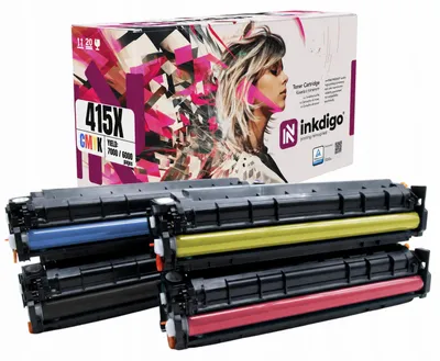 Produktbild von Inkdigo Tonerset W2030-2033X ohne Chip für HP Color LaserJet Pro M454dn, M454dw, M454fw, M454nw – CMYK,, KI-generiertes Bild