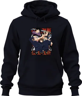Produktbild von Jujutsu Kaisen Anime Manga Fluchmagie Sukuna Gojo Yuji Geschenk Uni Hoodie Kapuzenpullover, Navy, XL