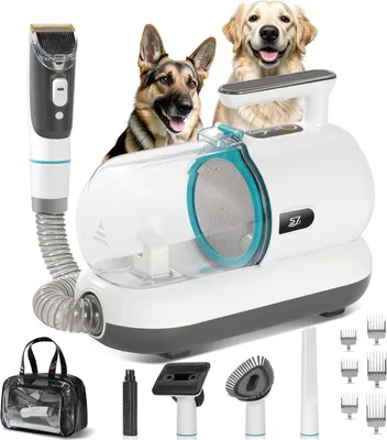 Produktbild von Hundepflege Staubsauger Set mit Schermaschine | 6-in-1 Fellpflege für kleine & mittelgroße Hunde | 1,5 L Behälter, Bürste & Nagelschleifer