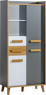 Produktbild von Furniture24 Schrank WERSO W-3, mit Türen und 2 Schubladen, Regal mit Tür, Hochschrank, Wohnzimmerschrank, Jugnedzimmerschrank