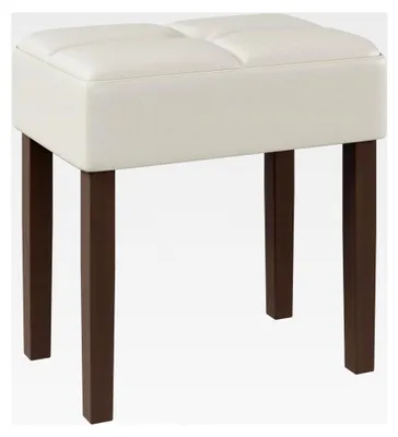 Produktbild von Schminkhocker, Schminktischstuhl, Sitzhocker für Make-up-Raum, Sitzbank für Klavierzimmer, Ottoman für Schlafzimmer und Wohnzimmer, 47,5 x 33 x 45,7 cm (Beige)