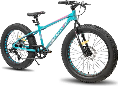 Produktbild von Hiland 20 Zoll Kinder Fat Tire Fahrrad Fettrad Kinderfahrrad 7-Gang, Doppel scheibenbremse Kinder Mountainbike für Jungen Mädchen, Grün