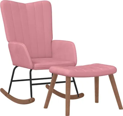 Obrázok produktu pre vidaXL Hojdacie kreslo so stoličkou Velvet Pink
