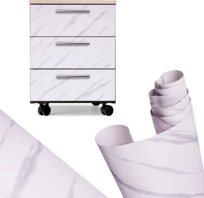 Produktbild von Selbstklebende Folienrollentapete Furnier weißer Marmor - Jazz 1,22x50m