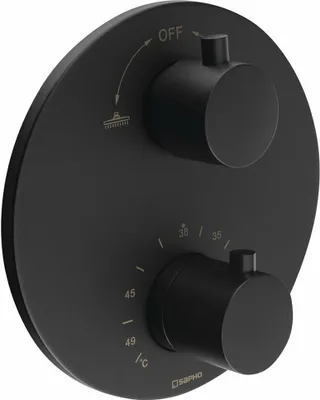 Produktbild von Thermostat-Unterputz Duscharmatur, inkl. Grundkörper, 2 Wege, Schwarz matt