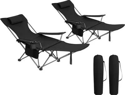 Produktbild von WOLTU 2er Set Campingstuhl, Klappstuhl, Liegestuhl, für Outdoor, Schwarz