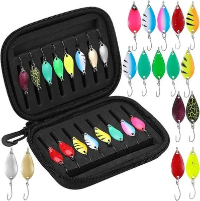 Imagen del producto de Cucharillas cuadradas para señuelos de pesca, 25 g/3 g/5 g, conjunto de señuelos artificiales para pesca con caja de almacenamiento