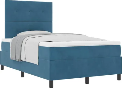 Obrázok produktu pre Posteľ s pružinovým rámom Tmavomodrá 120 x 190 cm Zamat