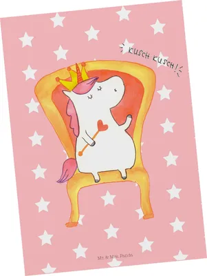 Produktbild von Mr. & Mrs. Panda Postkarte Einhorn König - Rot Pastell - Geschenk, Präsident, Kaiser, Krone, Ansichtskarte, Fotokarte, Unicorn, Grußkarte, Prinzessin, Postkarten