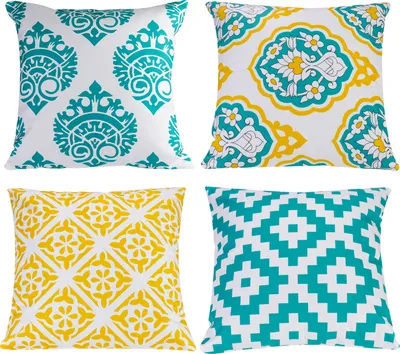 Produktbild von 4er Set Kissenbezüge Dekorativen Mustern für Wohnzimmer, Schlafzimmer, Büro, Auto, Heimdekoration, 45 x 45 cm