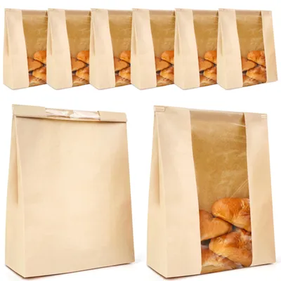 Papierbrotbeutel mit Fenster, 50 St., 21x9x35 cm, braun