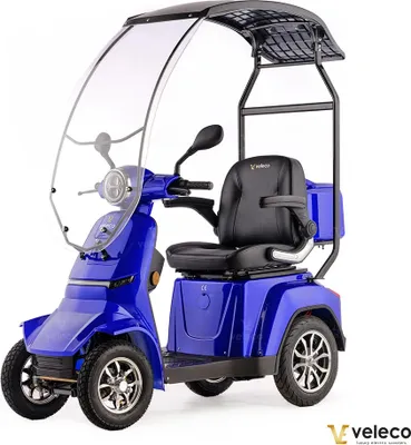 Produktbild von Elektromobil Veleco Gravis mit Dach - Herausnehmbarer Lithium Akku - 4 Rad Seniorenmobil - Voll-LED Beleuchtung - Fertig montiert - 1000W (Blau)