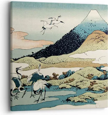 Produktbild von Bild auf Leinwand - Leinwandbild - Einteilig - Japan Kraniche Bild - 40x40cm - Wand Bild - Wanddeko - Wandbilder - Leinwanddruck - Bilder - Wanddekoration - Leinwand bilder - Wandbild - AC40x40-4541