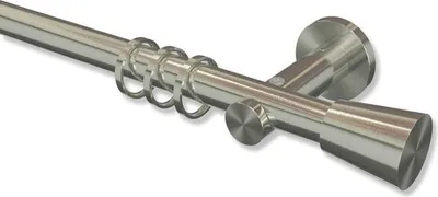 Produktbild von Interdeco Gardinenstange, Vorhangstange Edelstahl-Optik Modell Platon Sitra, 20 mm Ø 1-läufig, 280 cm (geteilt)