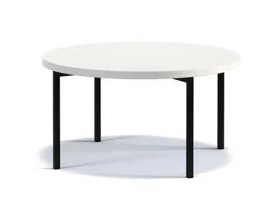 Produktbild von Runder Couchtisch Sampi 80 cm weiß hochglanz – Moderner Wohnzimmertisch im zeitlosen Design mit massivem Metallgestell und eleganter Tischplatte