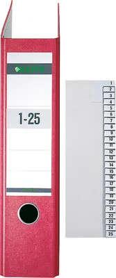 Immagine prodotto di Leitz 1381-00-85 1381 Registerserie - 1-25, Papier, A4 Überbreite, 25 Blatt, grau