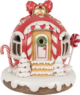Produktbild von Clayre & Eef Dekoratives Haus mit LED Lebkuchenhaus 14 cm Rot Kunststoff