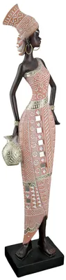 Zdjęcie produktu dla Figurka "Malaika", afrykańska kobieta, graficzna, żywica, brązowa, różowa, zestaw 2 sztuki, długość: 6 cm, szerokość: 8,5 cm, wysokość: 41 cm, numer katalogowy: 37764, kod produktu: 4063387377642