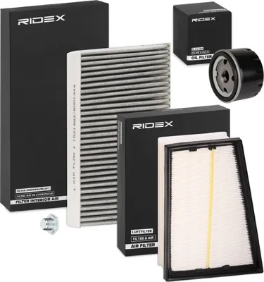 Produktbild von RIDEX Filterset Inspektionspaket Filtersatz für RENAULT MEGANE III Grandtour (KZ0/1) Scénic III (JZ0/1) Megane III Schrägheck (BZ0/1) MEGANE III Coupe