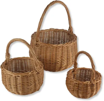 Zdjęcie produktu dla Kosze dla dzieci, kosze na jajka wielkanocne, kosze owocowe, małe koszyki wielkanocne i kosze na drobiazgi, wykonane ręcznie z plecionego wikliny (20 cm)