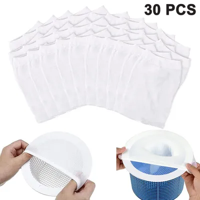 Produktbild von 30 Stück Schwimmbad Skimmer Socken, Skimmer Socken, Filterschoner, Pool Skimmer Netz, Dauerhafte Elastische Nylon Filter Skimmer Korb für Entfernt Blätter, Pollen, Abschaum, Schlick,Öl