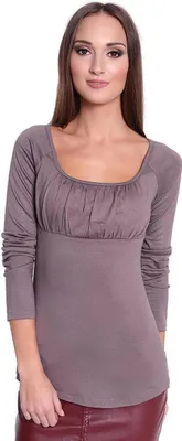 Produktbild von Damen Longshirt mit U-Ausschnitt ; Cappuccino/L/XL 40/42