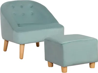 Obrázek produktu pro Dětské křeslo HOMCOM 310-062GN, s podnožkou, sametový vzhled, od 3 let, eukalyptové dřevo, zelené, 51 × 51 × 50 cm - B