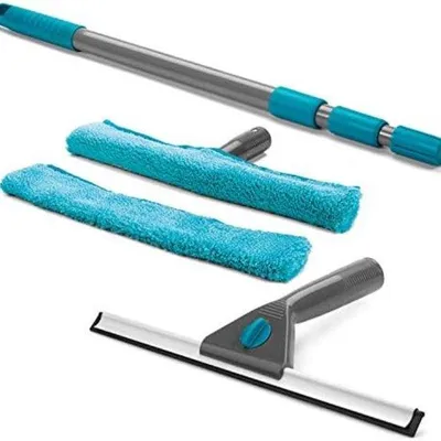 Image de Nettoyeur de vitres à manche télescopique - Nettoyeur de vitres avec manche télescopique - Nettoyeur de vitres turquoise