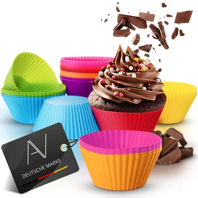 Produktbild von AVANA Wiederverwendbare Muffinformen aus hochwertigem Silikon (24 Stück) umweltschonend Cupcake BPA-frei Muffin Backformen Muffinförmchen 8 Farben
